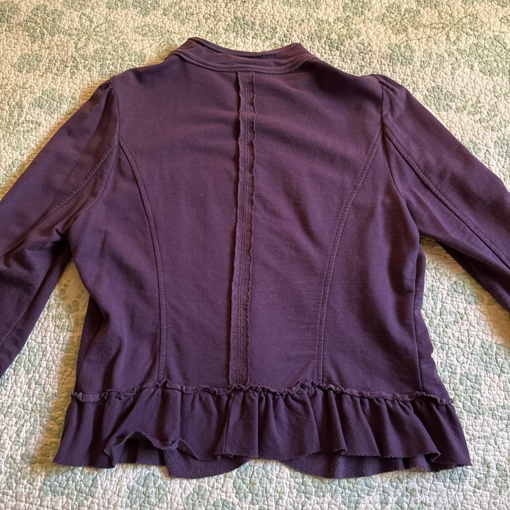 Purple Ruffled Open-Front Blazer - Picture 4 of 6